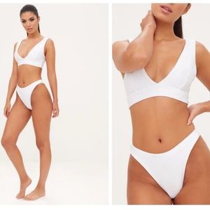 NWT PLT White Plunge High Rise Bikini Set